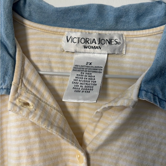 Victoria Jones Cottagecore Striped Shirt with Blue Collar - Picture 6 of 6
